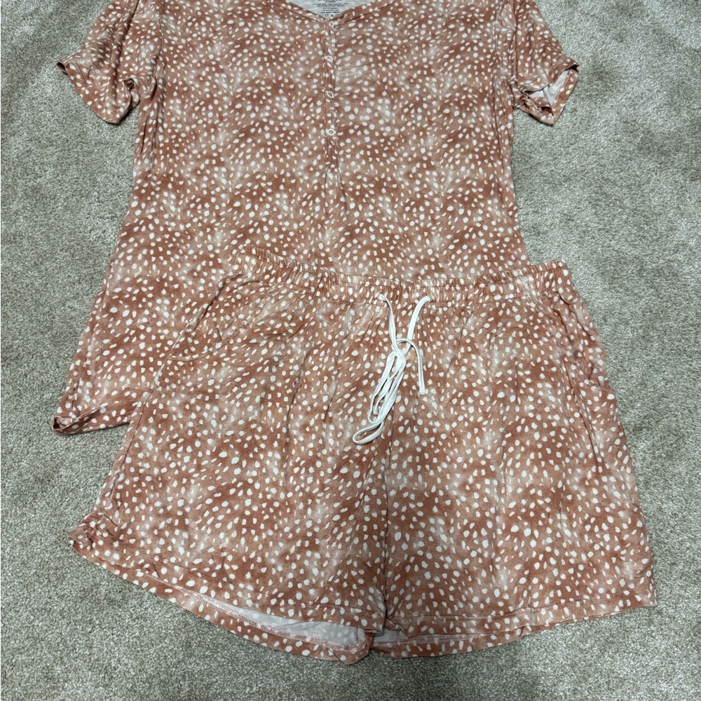 Women's Pink Polka Dot Pajama Set
